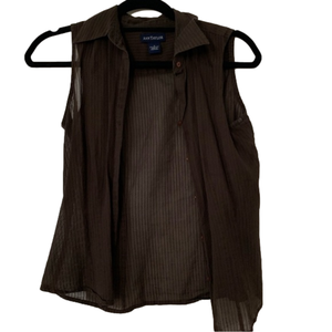 Brown Ann Taylor Button Up Collar Blouse